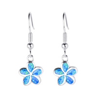 Brinco de gancho de cristal 925, brinco prata pequena e requintada para meninas, doce, de opala azul