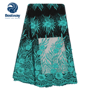Kain Tule Bordir Bestway dengan Manik-manik Kain Renda <span class=keywords><strong>Tulle</strong></span> Lembut dari Guangzhou FL0363