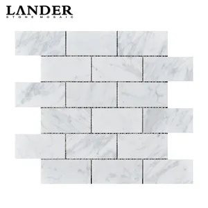 Bianco carrara 백색 지하철 벽돌 부엌 backspash와 목욕탕 벽 도와를 위한 대리석 모자이크 타일