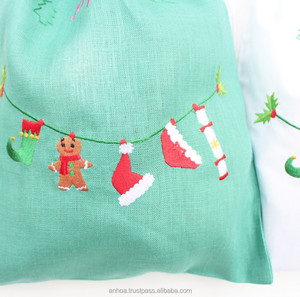 Bolsas de regalo con cordón de Navidad, bolsa de lavandería de lino - Product Image 3