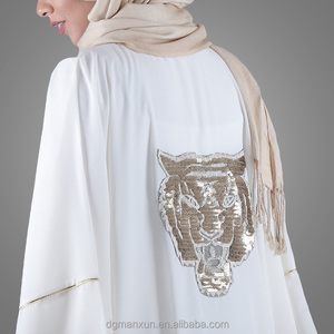 2017 ultima abbigliamento islamico abaya dubai kimono anteriore aperto sexy delle donne sequin immagine del vestito - Product Image 4