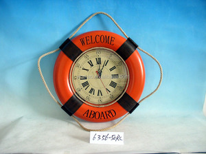 <span class=keywords><strong>Orologio</strong></span> da parete salvagente dipinto di arancione, <span class=keywords><strong>orologio</strong></span> ad anello salvavita "benvenuto a bordo" Dia 50cm - Product Image 2