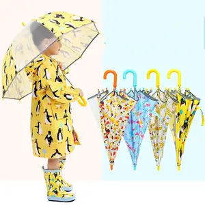 Wholesale Customized Waterproof Kids Lovely Cartoon Child Umbrella And Rain Coat Set