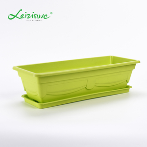 Leizisure Giá Rẻ Màu Sắc Tươi Sáng Costom Nhựa Hình Chữ Nhật Thiết Kế Khắc <span class=keywords><strong>Planter</strong></span> Chậu Cây Chậu Hoa Với Khay - Product Image 5