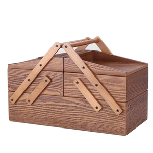 Caja de Costura Organizadora de Madera Plegable Multifuncional Personalizada, Pulida y Ecológica para Decoración del Hogar - Product Image 1