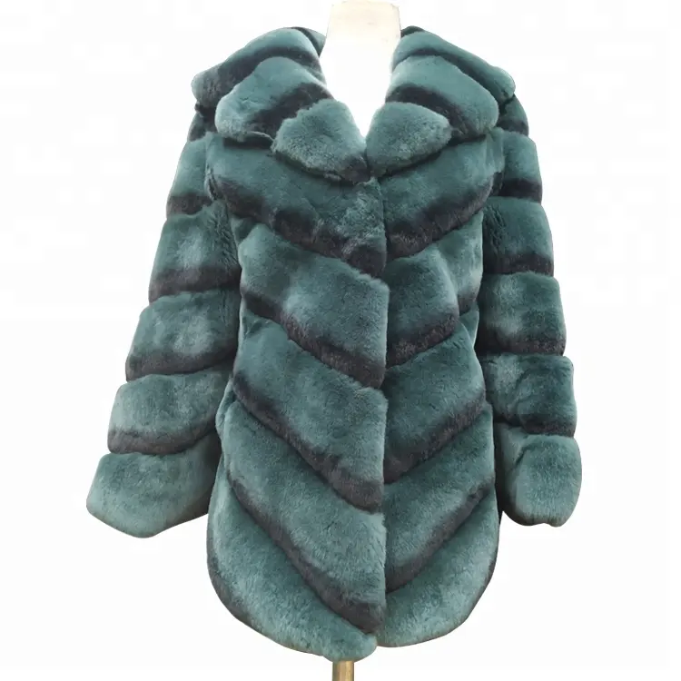 Chin New Rex Rabbit Fur Chinchilla Áo Khoác Coat đối với Phụ Nữ Nhuộm May Mặc Lông Thú