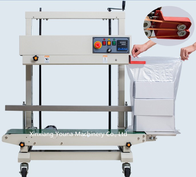 Герметизирующая машина для непрерывного запечатывания лент 15 кг 10 кг 5 кг, вертикальный герметизатор пакетов