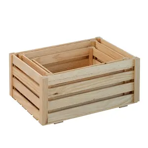 Luckywind Large natural Wooden Crate Kitchen Storage Fruit Basket Gift Hamper Box