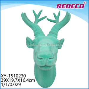 Tête de <span class=keywords><strong>cerf</strong></span> en résine artificielle floquée murale, décoration suspendue pour la maison - Product Image 2