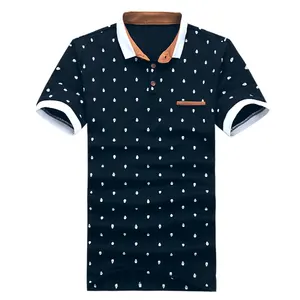 새로운 도착 브랜드 폴로 셔츠 남성 코튼 패션 해골 도트 인쇄 Camisa 폴로 여름 반팔 캐주얼 셔츠