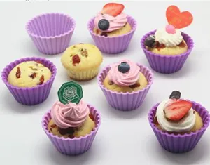 Grosir 12Pcs Mini Bentuk Silikon Bakeware Cupcake Pemegang Silikon Mudah Cup Resep Kue Cup Cake Case