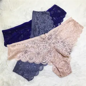 Cuecas de renda bordada floral de malha pura para mulheres, lingerie sexy para mulheres, calcinha íntima para mulheres maduras