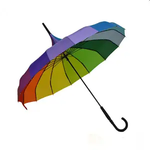 Wholesale custom rainbow 16 ribs straight pagoda umbrella