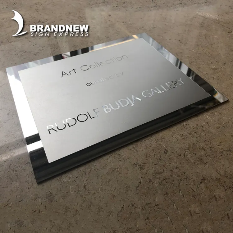 Oem fabricado 2mm aço inoxidável tabela sinal nome da empresa logotipo da placa de metal