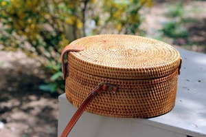 Plain Weave Open Rattan Handwoven Round <strong>Straw</strong> <strong>Bag</strong> Waterproof 1-1.9L Capacity - Product Image 5