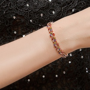 LUOTEEMI Trasporto Libero All'ingrosso Reale 18K Oro <span class=keywords><strong>Rosa</strong></span> Delle Donne di Lusso Multi UN AA CZ <span class=keywords><strong>Fiore</strong></span> Fortunato Braccialetti Dei Monili di Nozze per la Sposa - Product Image 3