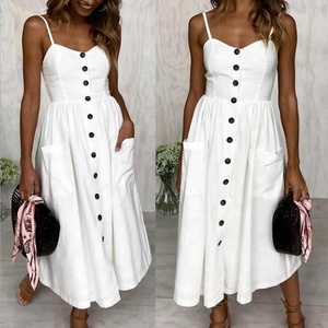 Abito da Spiaggia Lungo Sexy da <span class=keywords><strong>Donna</strong></span>, Stile Semplice Stampato, Senza Maniche, Nuovo <span class=keywords><strong>Modello</strong></span> Estivo - Product Image 2