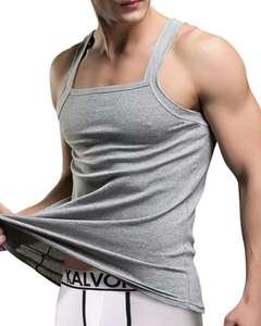 Canotta <span class=keywords><strong>bianca</strong></span> all'ingrosso in cotone 100% da <span class=keywords><strong>uomo</strong></span> gilet estivo senza maniche personalizzato Oem di alta qualità - Product Image 2