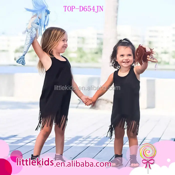 새로운 유아 유아 어린이 아기 소녀 캐주얼 Tassels 드레스 공주 조끼 빈 코튼 민소매 셔츠 드레스