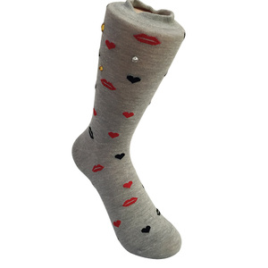 GSW-454 (1) surtidor de China custom beso impreso <span class=keywords><strong>mujeres</strong></span> más de la rodilla calcetines altos 2016 - Product Image 1