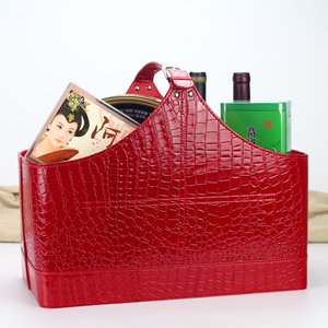 New High Quality Design Low Price Wholesale PU Leather Mother's Day Gift <strong>Basket</strong> <strong>Hamper</strong> Storage <strong>Basket</strong> <strong>for</strong> Gift Packing - Product Image 4