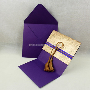 Royal Violet Or Gaufrage Matériel Poche D'<span class=keywords><strong>invitation</strong></span> de <span class=keywords><strong>Mariage</strong></span> - Product Image 4