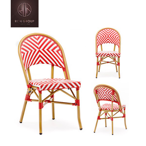Nouveau meubles de style français pour restaurant, café, jardin, empilables, en aluminium, en rotin PE, <span class=keywords><strong>chaise</strong></span> de <span class=keywords><strong>bistrot</strong></span> français, <span class=keywords><strong>chaise</strong></span> d'extérieur - Product Image 2