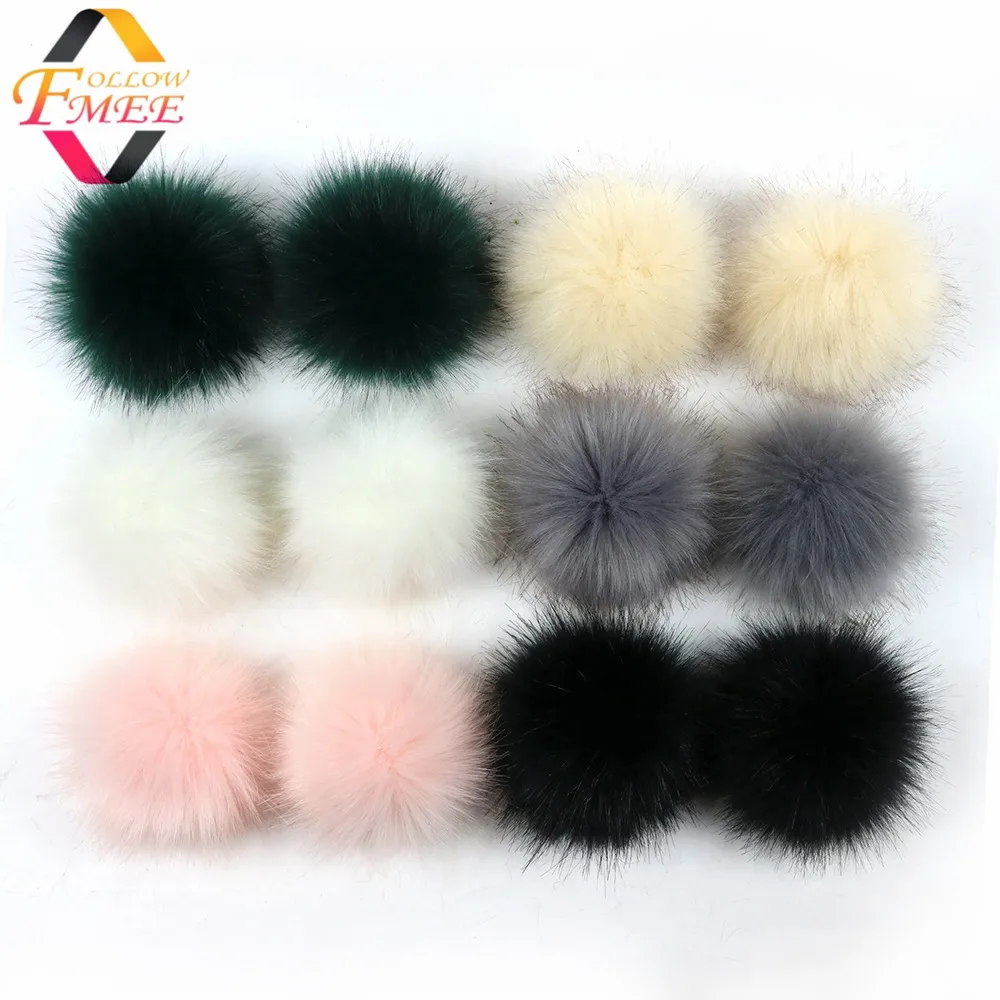 Pom Pom for Beanie Hats Snap On Pompoms Detachable Raccoon Faux Fur Ball Fluffy Balls Furry Balls