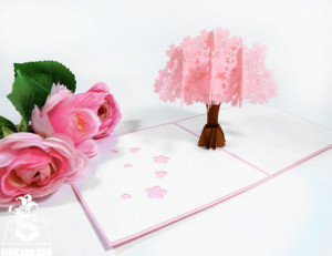 บัตรกำนัลป๊อปอัพลายดอกซากุระบานสำหรับงานฝีมือจากกระดาษหัตถกรรม3D สวยงาม - Product Image 3