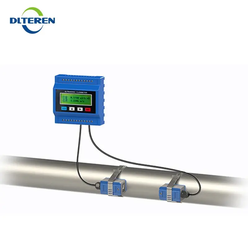 DTI-100M Prezzo A Buon Mercato Digitale Misuratore di Portata Acqua Modulare misuratore di Portata Ad Ultrasuoni wih TM-1 Sensori per DN25-100