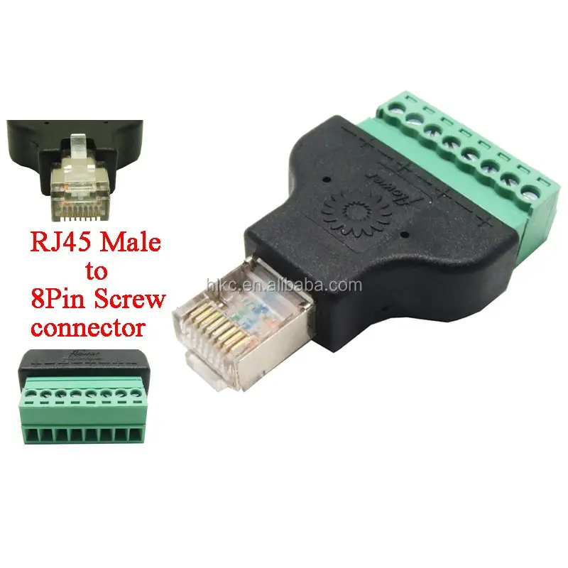 RJ45 à Borne À Vis Adaptateur RJ45 Mâle à 8 Broches Bornier À Vis Adaptateur Audio Vidéo CCTV Baluns