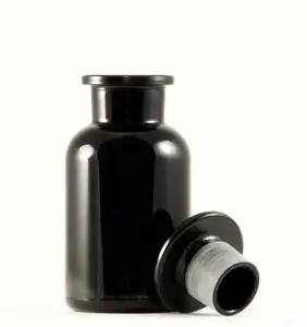 125ml 250ml painted black glass apothecary bottles jars with glass lid