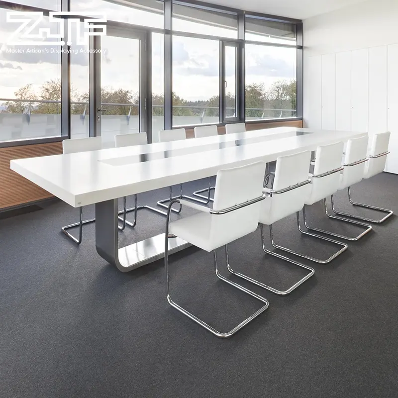 الرخام الاصطناعي طاولات مكتبية تصميم سطح صلب غرفة الاجتماعات الحديثة طاولات مؤتمرات