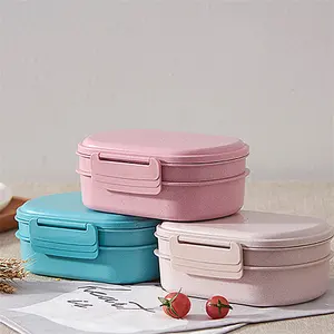 Free Sample Biodegradable Bento Lunch Box Leakproof Kids With Health Wheat Straw