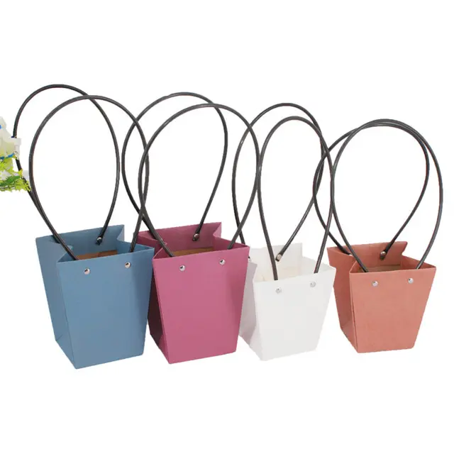custom Eco-friendly Kraft paper Flower bag, flower paper packing carrier bag, gift carrying bag