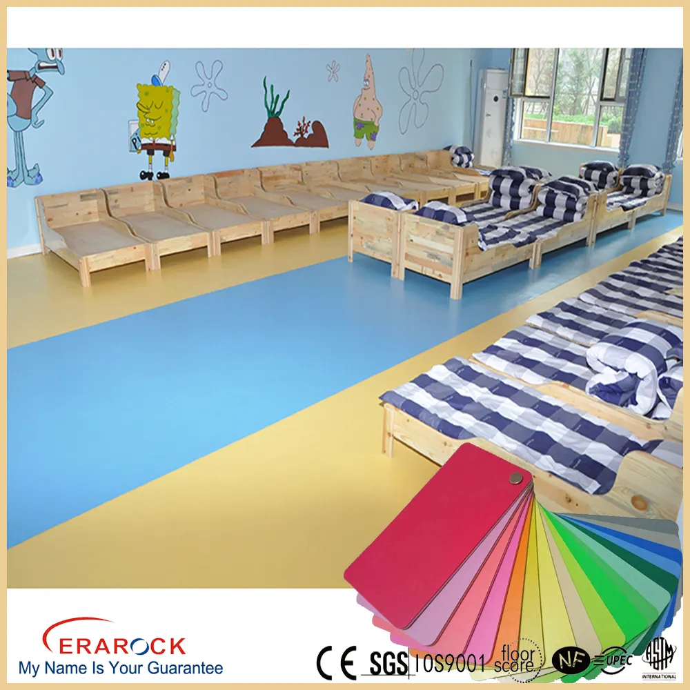 Customized thickness indoor commercial floor rolls mat colourful kindergarten pvc vinyl flooring for school