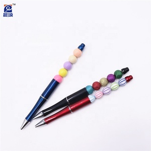Cute Beadable Ballpoint Pens Fancy Diamond DIY Beaded Plastic Ball Pens with logo