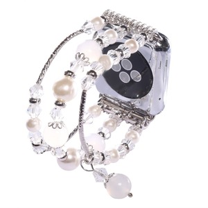 Élastique Stretch Pour iWatch Sangle Bande De Remplacement Faux <span class=keywords><strong>Perle</strong></span> Naturel Agate Pierre <span class=keywords><strong>Bracelet</strong></span> pour <span class=keywords><strong>Apple</strong></span> Montre 1 2 3 - Product Image 3