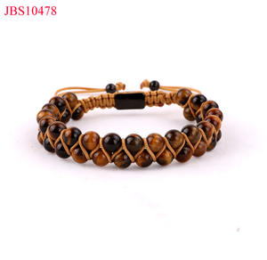 Fabrika yapmak özelleştirmek logosu doğal taş A sınıfı kalite kaplan gözü takı örgülü dostluk bilezik ayarlanabilir - Product Image 2