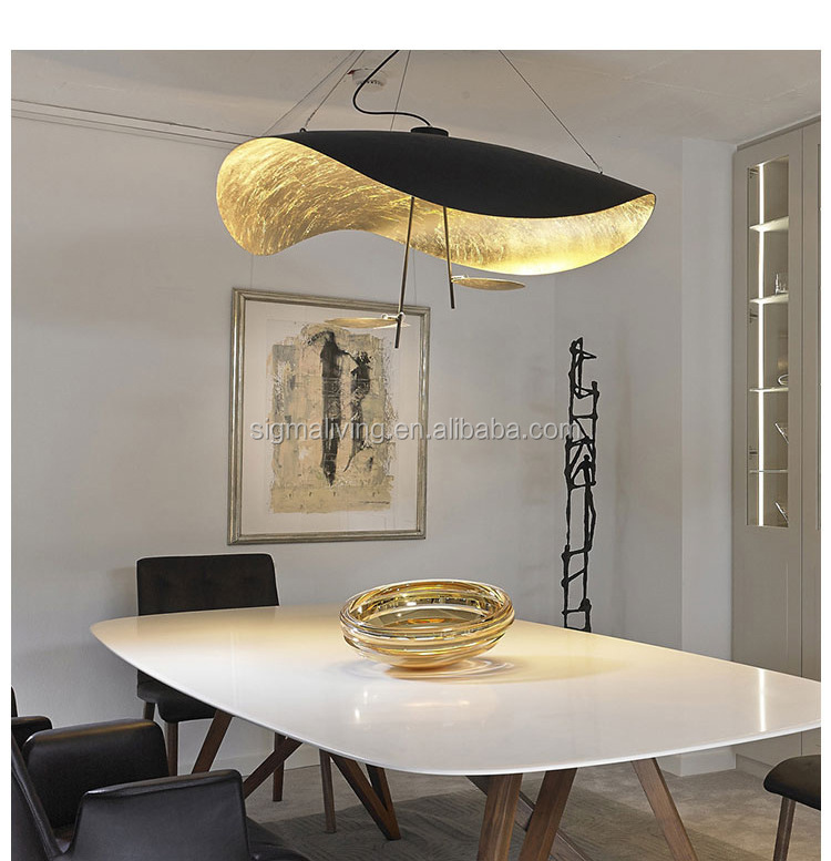 Hot sale restaurant hat art light golden chandelier