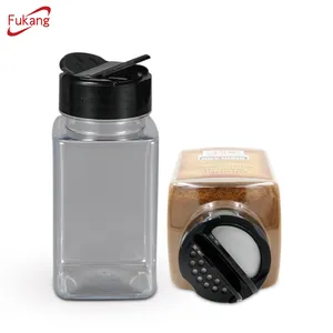 Atacado 150ml cozinha recipiente de plástico quadrado tempero especiarias frascos e embalagens garrafa shaker spice com tampa personalizado