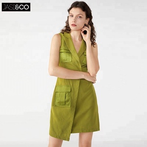 ESTILO OCCIDENTAL últimos diseños <span class=keywords><strong>de</strong></span> alta moda Casual bolsillo <span class=keywords><strong>de</strong></span> las mujeres vestido <span class=keywords><strong>de</strong></span> camisa <span class=keywords><strong>de</strong></span> cuello en V vestido - Product Image 6