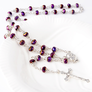 Bead Catholic <span class=keywords><strong>rosario</strong></span>, <span class=keywords><strong>fatto</strong></span> <span class=keywords><strong>a</strong></span> <span class=keywords><strong>mano</strong></span> catena di perline alla rinfusa collana personalizzata Hotsale collane pendenti in vetro colori perla di vetro Islam - Product Image 3