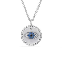Nouveauté Collier pour femme en or 18 carats plaqué or avec pendentif en forme de pièce de monnaie torsadée et œil bleu