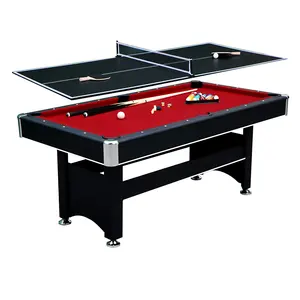 'Zwarte Pooltafel familie game room biljart pooltafel met verwijderbare ping pong tafel top