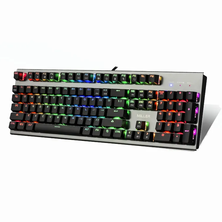 Perfect performance anti-ghost switch mechanical RGB backlight 104 keys wired gaming keyboard for LOL