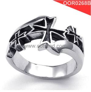 Haute qualité prix concurrentiel En acier Inoxydable noir Maltais croix copte jérusalem croix bague - Product Image 2