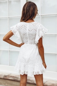 2022 Summer Embroidery Eyelet White Cotton Women <strong>Dresses</strong> - Product Image 6