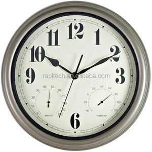 Reloj de cuarzo de metal para exteriores de 15 pulgadas con pantalla de aguja Termómetro de hierro de una sola cara e higrómetro - Product Image 5