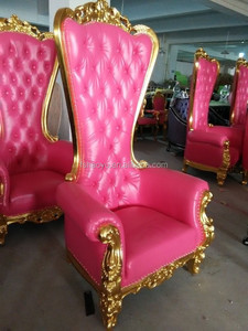 Rose chaise trône roi royale, fauteuil bergere en pu, chaise de barcelone en cuir - Product Image 3